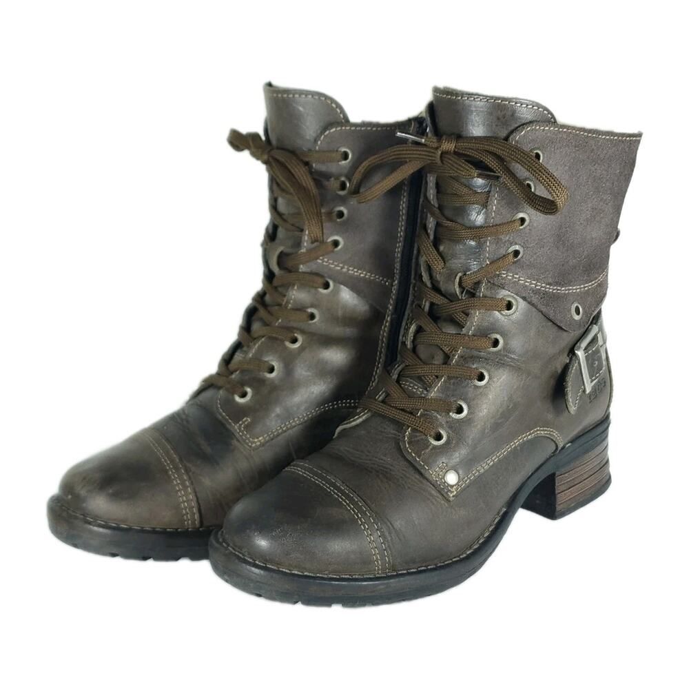 Taos Women’s Crave US6-6,5 EU37 Brown Leather Distressed MotobCombat Boots